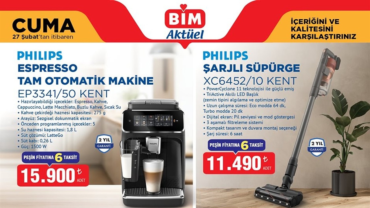 27 Şubat 2026 BİM Kataloğu Yayınlandı: Philips Tam Otomatik Kahve Makinesi DEV İndirimde